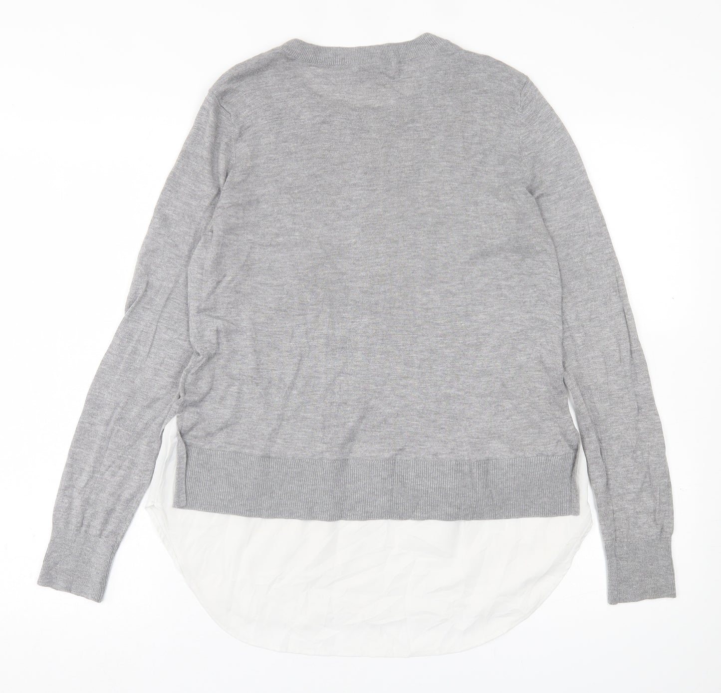 H&M Womens Grey Crew Neck  Acrylic Pullover Jumper Size S