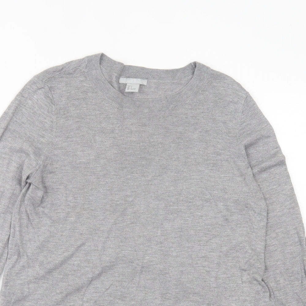 H&M Womens Grey Crew Neck  Acrylic Pullover Jumper Size S