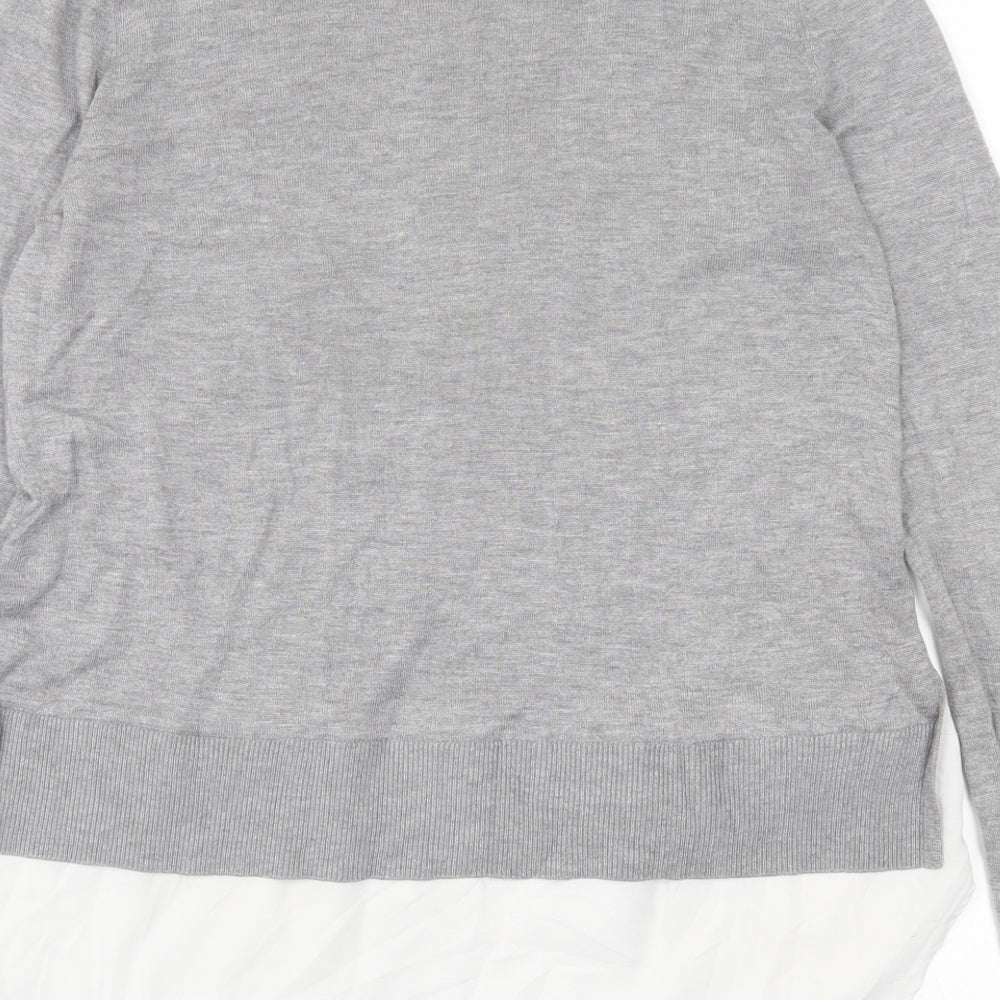 H&M Womens Grey Crew Neck  Acrylic Pullover Jumper Size S