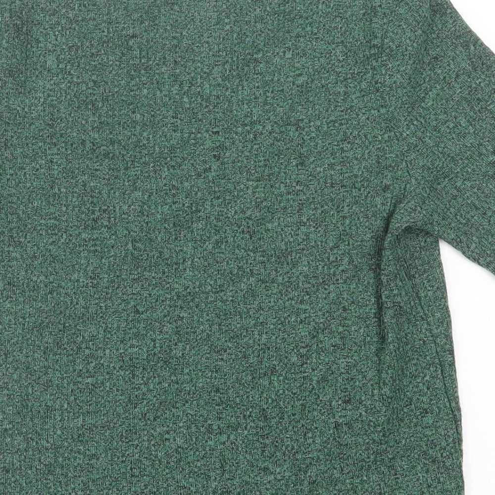 Marks and Spencer Womens Green  Polyester Basic T-Shirt Size 14 Crew Neck - Lettuce Edging