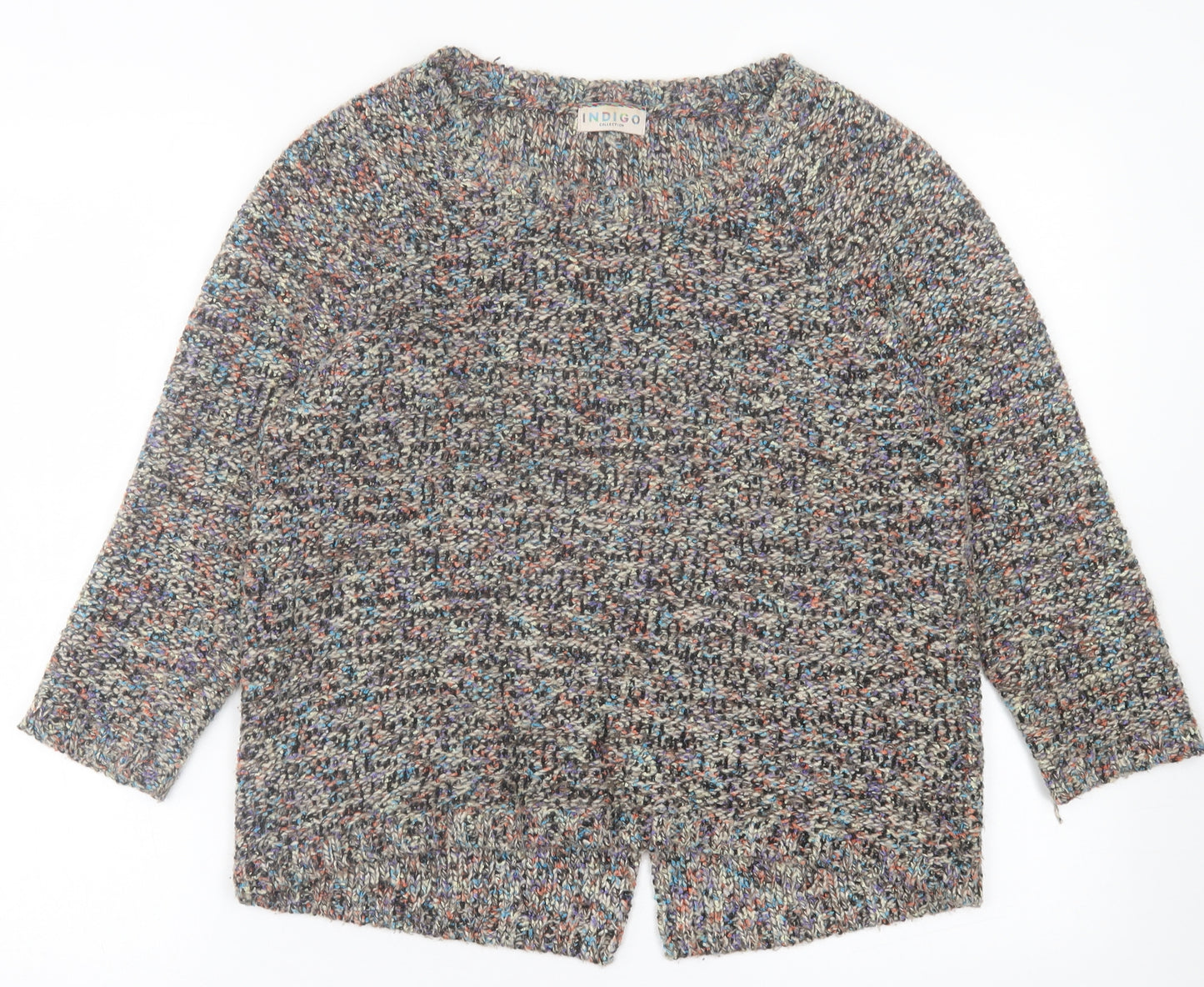 Indigo Womens Multicoloured Crew Neck  Acrylic Pullover Jumper Size 10