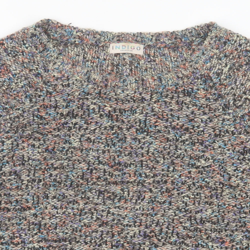 Indigo Womens Multicoloured Crew Neck  Acrylic Pullover Jumper Size 10