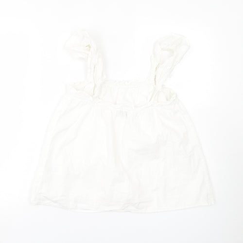 Primark Womens White  Cotton Basic Tank Size 10 Scoop Neck