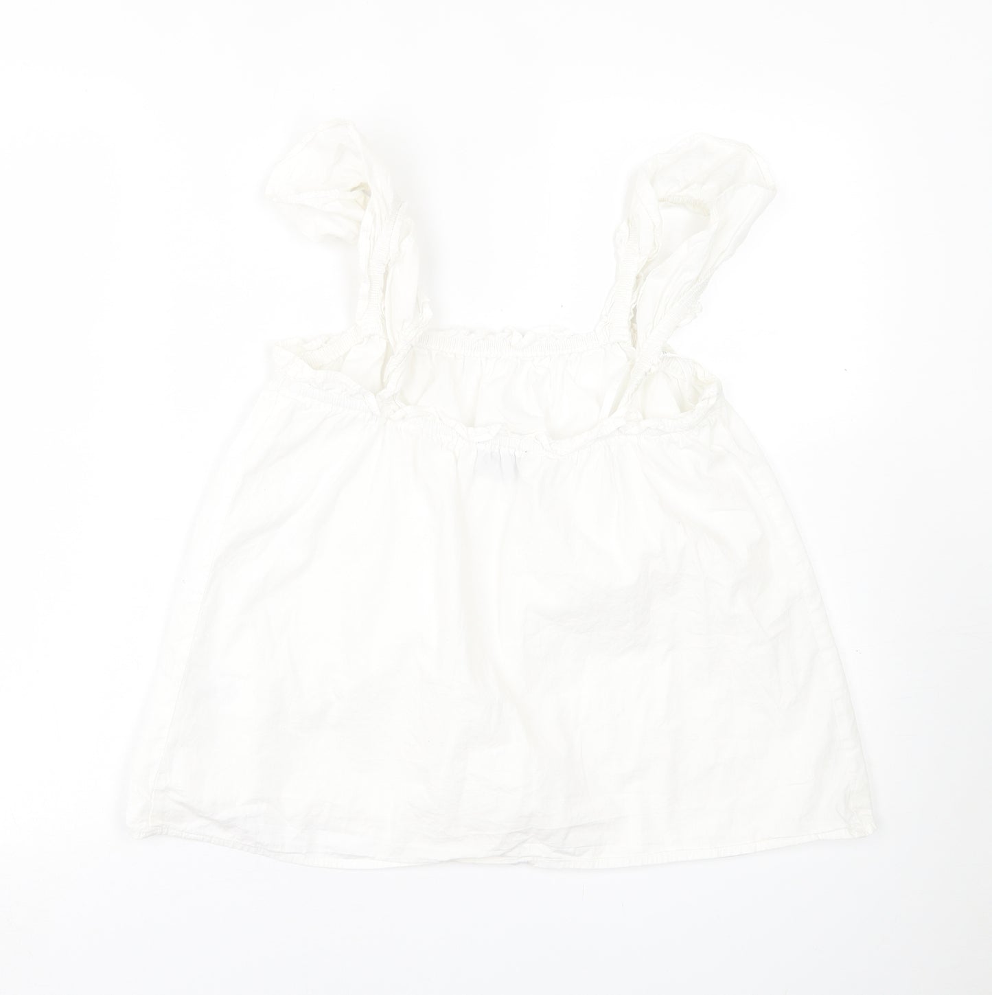 Primark Womens White  Cotton Basic Tank Size 10 Scoop Neck