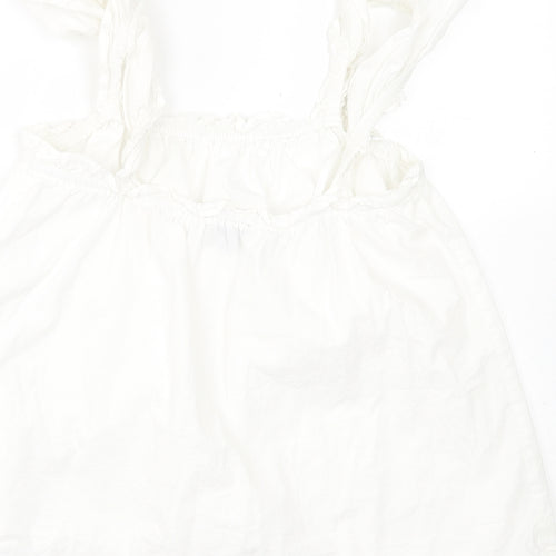 Primark Womens White  Cotton Basic Tank Size 10 Scoop Neck