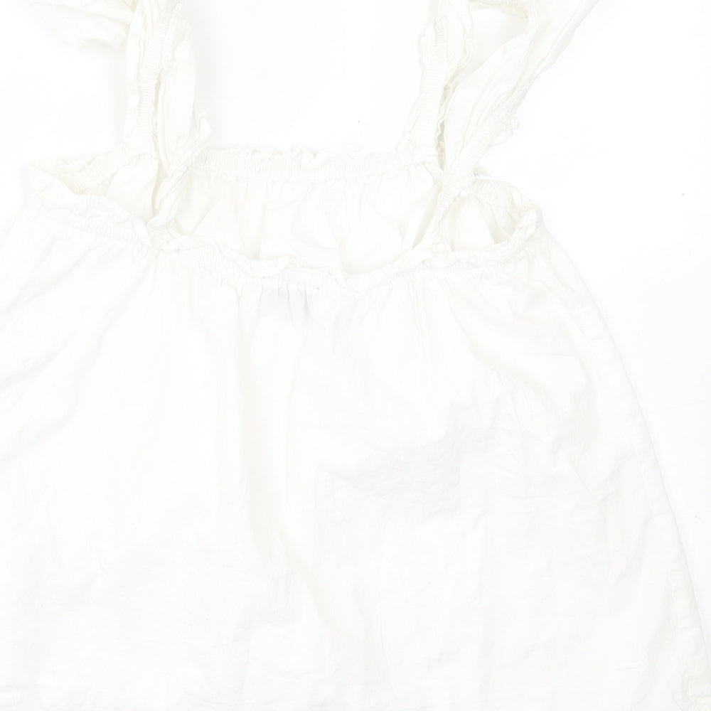 Primark Womens White  Cotton Basic Tank Size 10 Scoop Neck