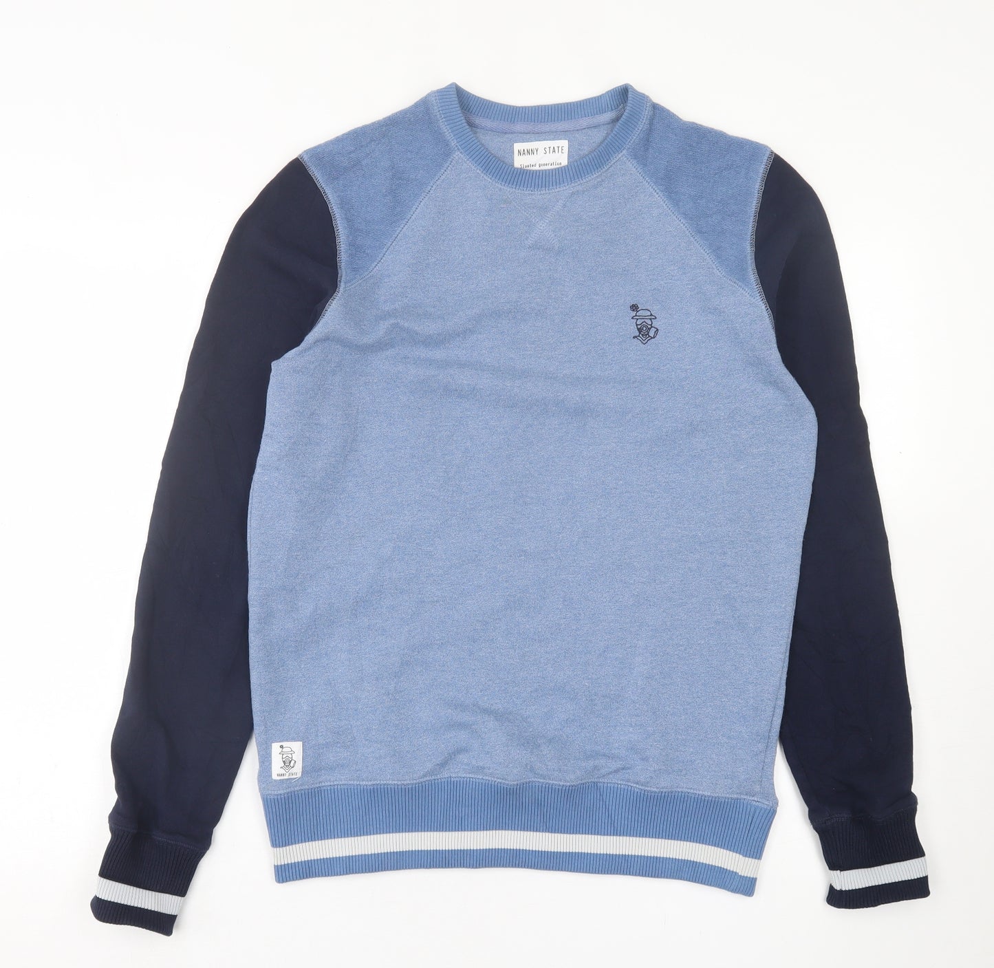Nanny State Mens Blue Crew Neck  Cotton Pullover Jumper Size M