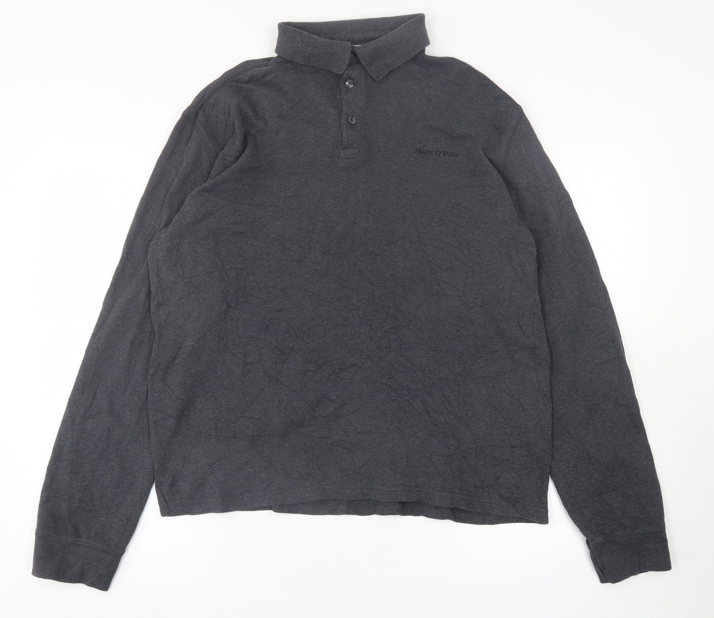 Marc O'Polo Mens Grey  Cotton  Polo Size L Collared Button