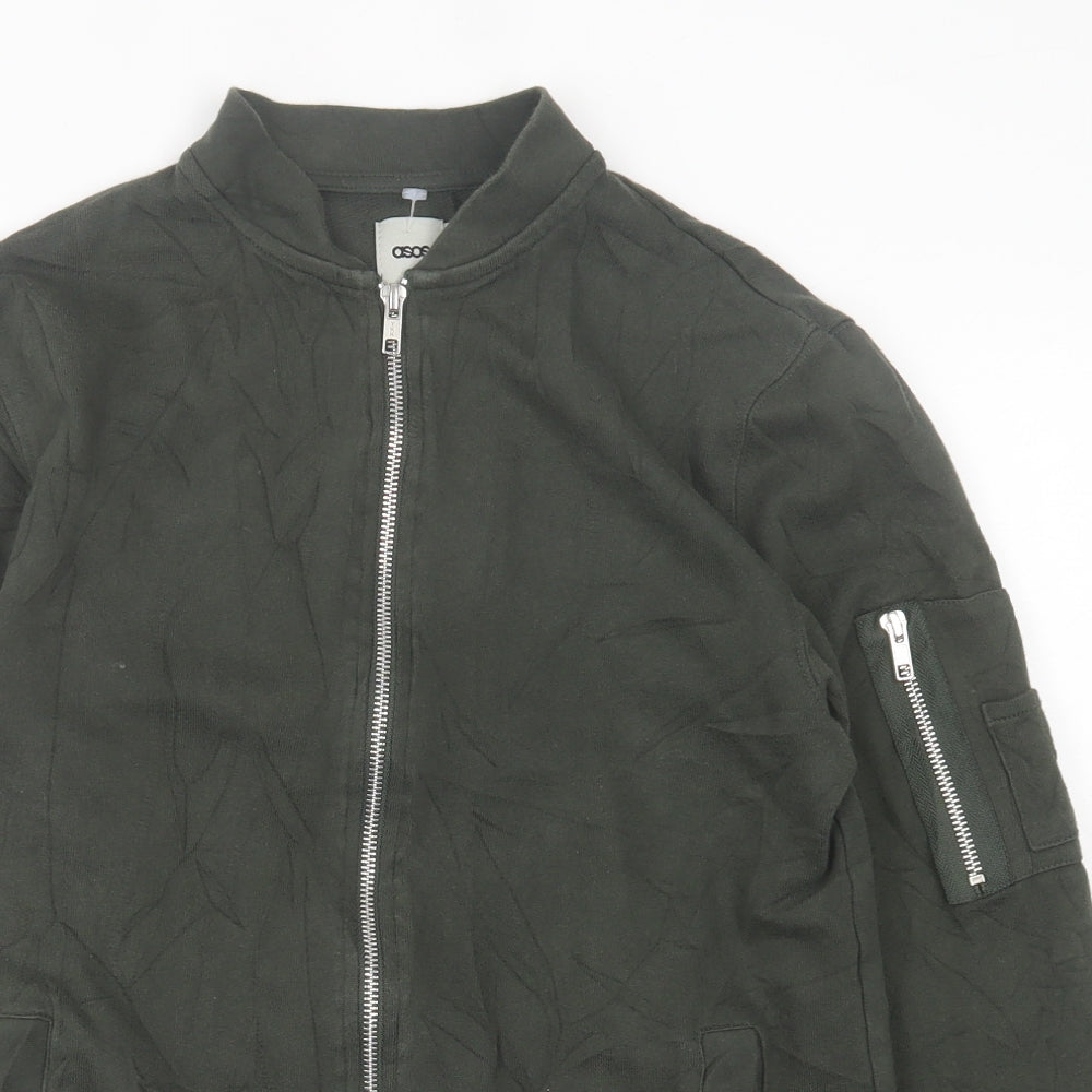 ASOS Mens Green  Cotton Full Zip Sweatshirt Size XS