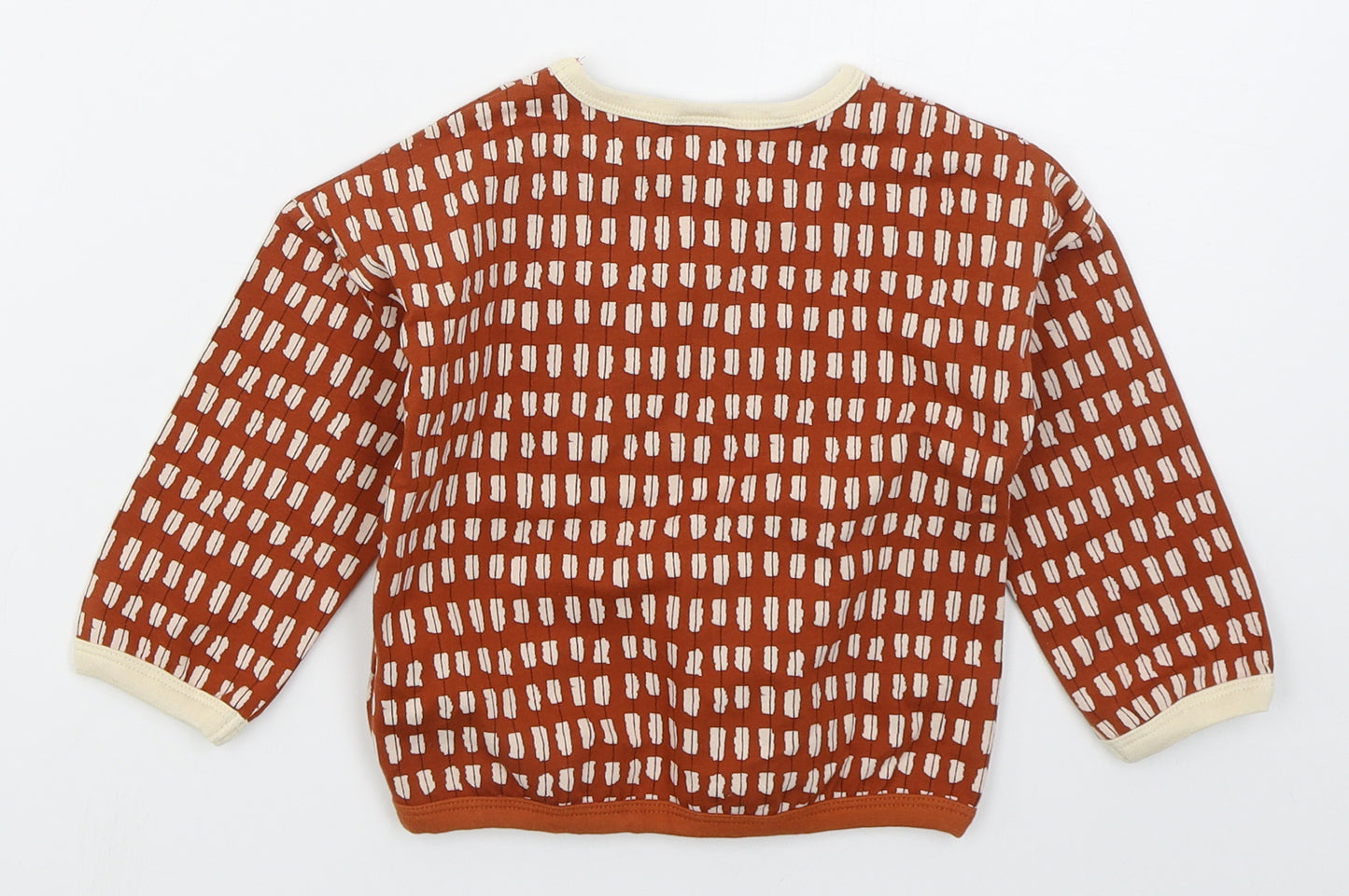 NEXT Boys Brown Geometric Cotton Basic T-Shirt Size 12-18 Months Crew Neck Pullover