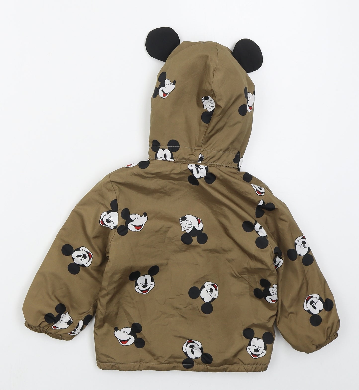 H&M Boys Brown   Basic Coat Coat Size 12-18 Months   Zip - Mickey Mouse