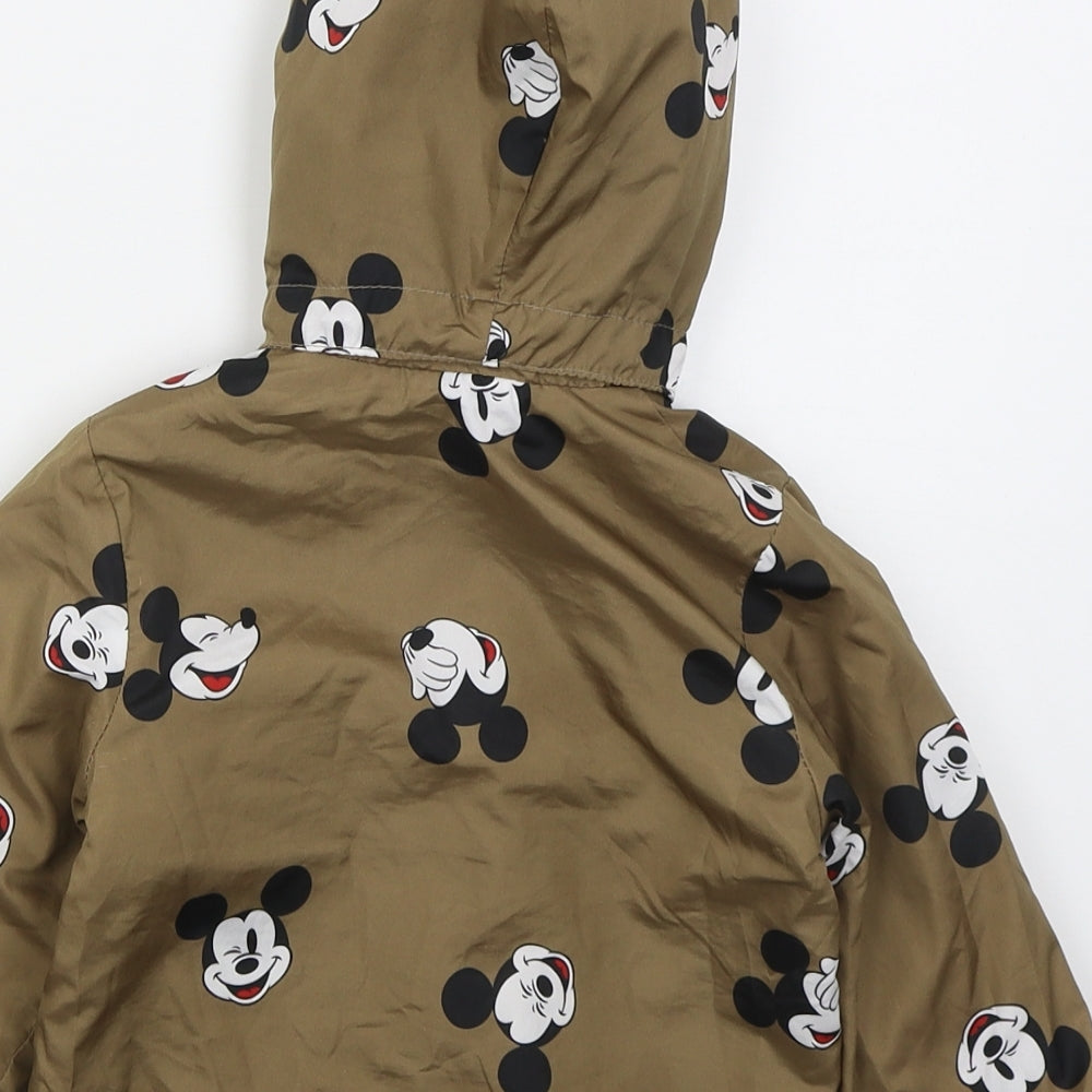 H&M Boys Brown   Basic Coat Coat Size 12-18 Months   Zip - Mickey Mouse