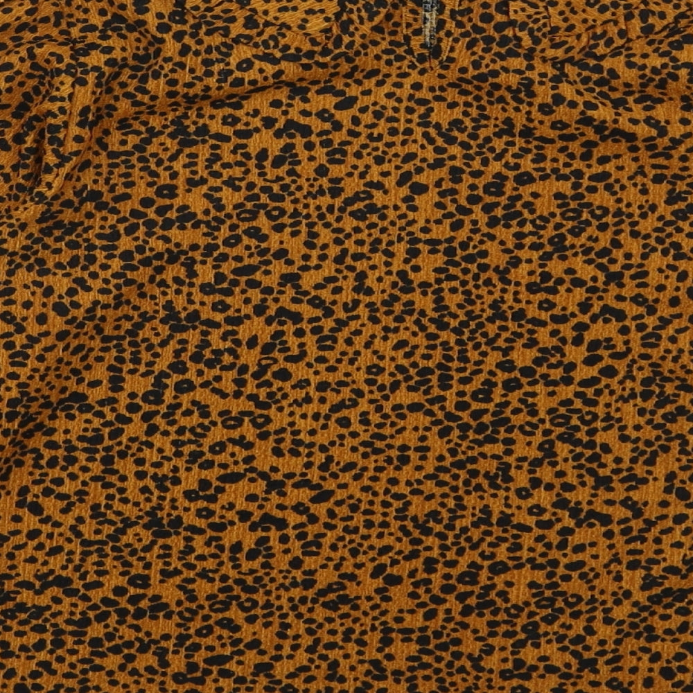 NEXT Girls Orange Animal Print Polyester Basic Blouse Size 9 Years Collared Pullover