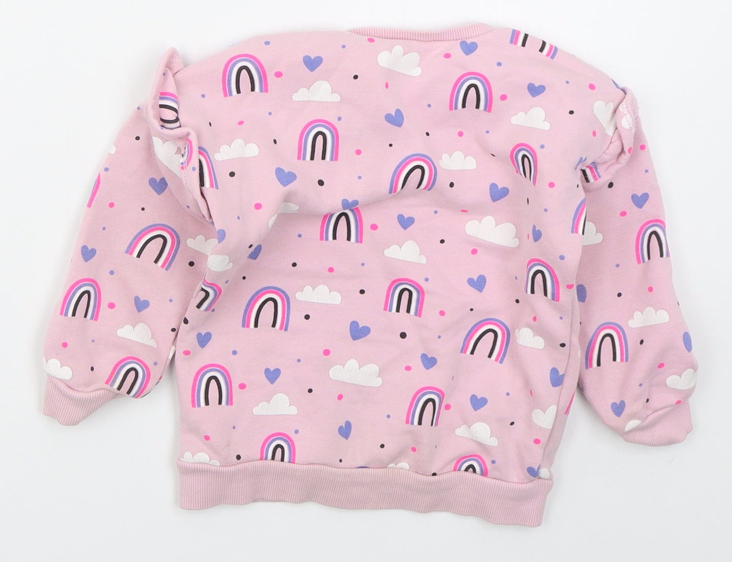Dunnes Girls Pink  Cotton Pullover Sweatshirt Size 2-3 Years  Pullover - Rainbows