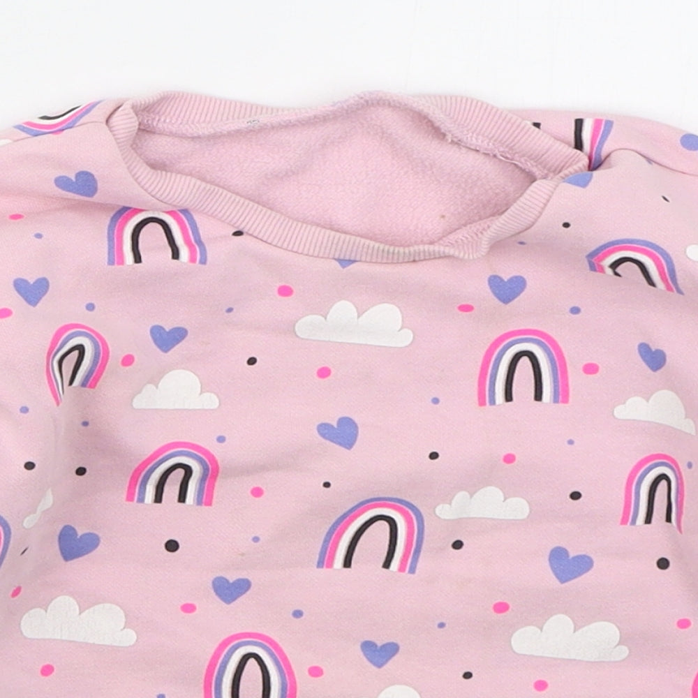 Dunnes Girls Pink  Cotton Pullover Sweatshirt Size 2-3 Years  Pullover - Rainbows