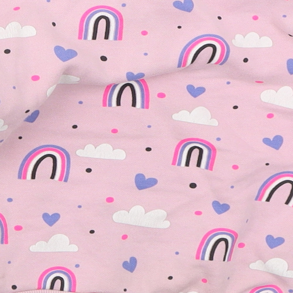 Dunnes Girls Pink  Cotton Pullover Sweatshirt Size 2-3 Years  Pullover - Rainbows