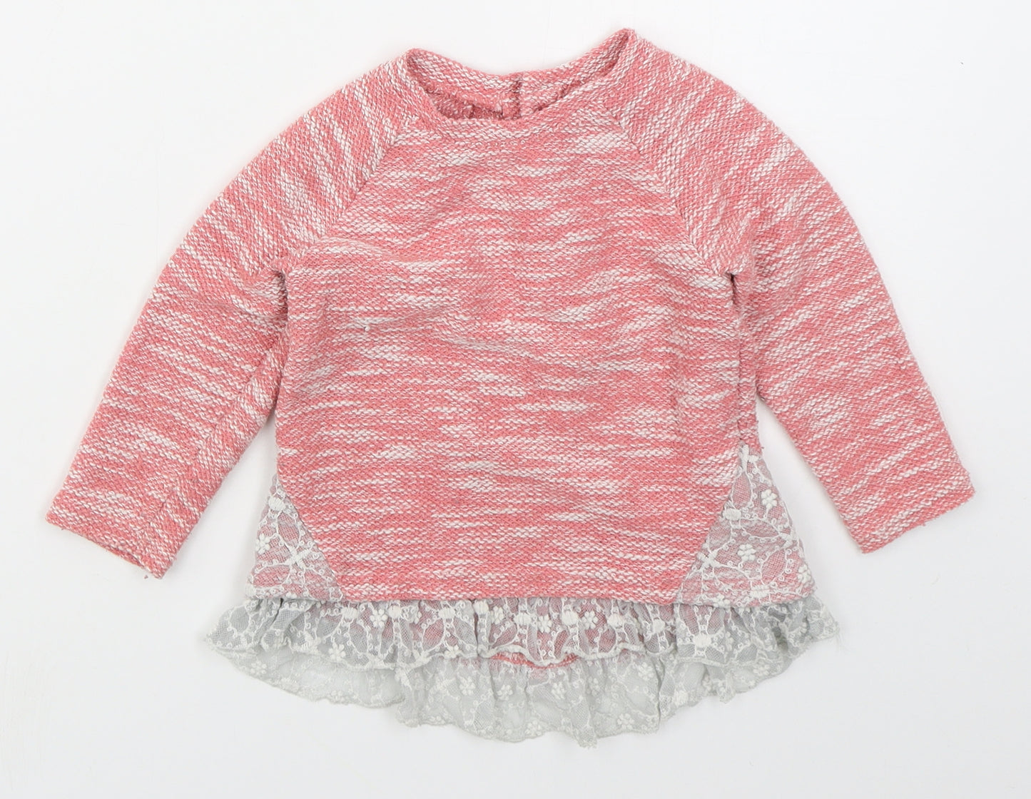 NEXT Girls Pink  Cotton Pullover Jumper Size 12-18 Months  Button