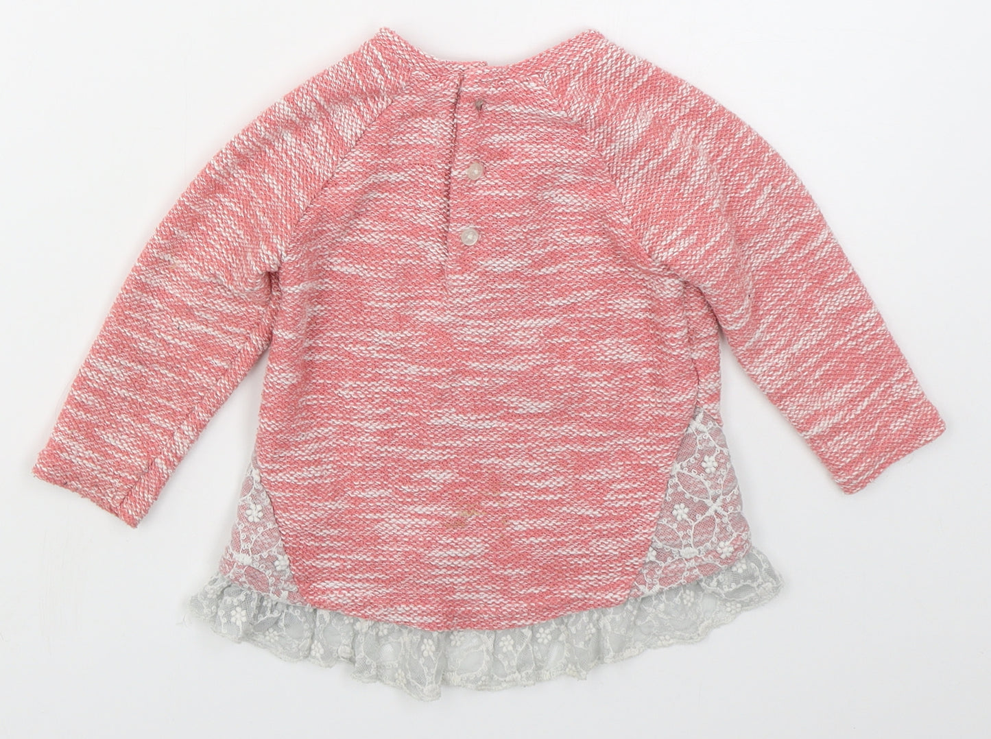 NEXT Girls Pink  Cotton Pullover Jumper Size 12-18 Months  Button
