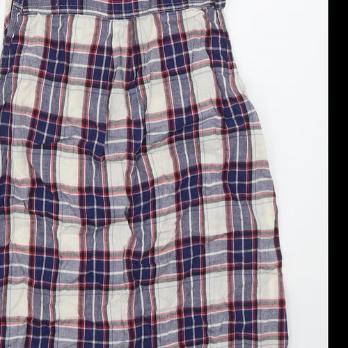 New Look Womens Blue Check Cotton Basic Button-Up Size 8 Collared