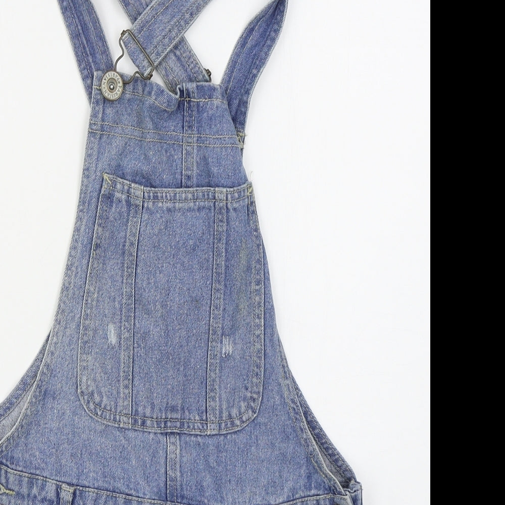 New Look Womens Blue  Cotton Dungaree One-Piece Size 8  Buckle - Distressed Look