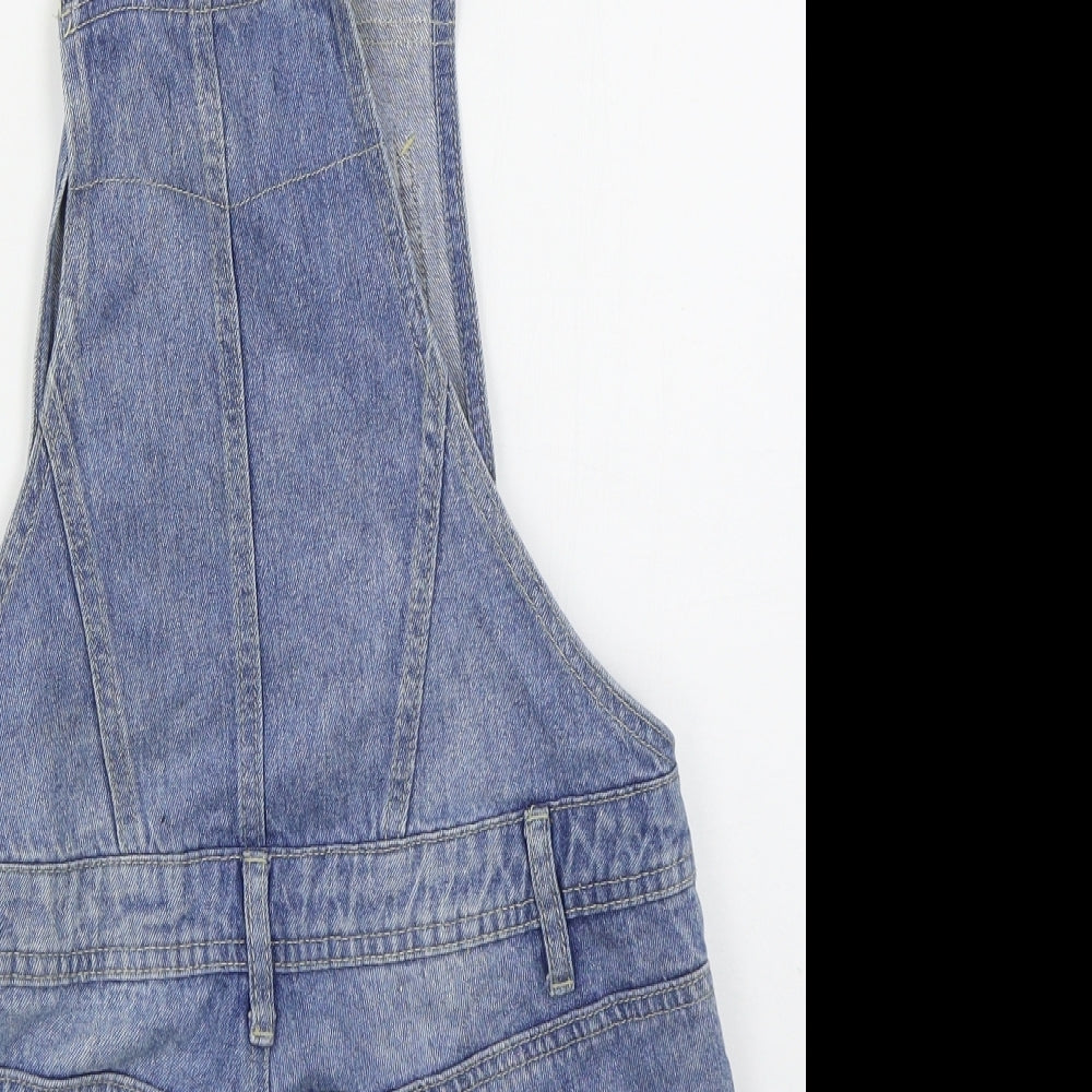 New Look Womens Blue  Cotton Dungaree One-Piece Size 8  Buckle - Distressed Look