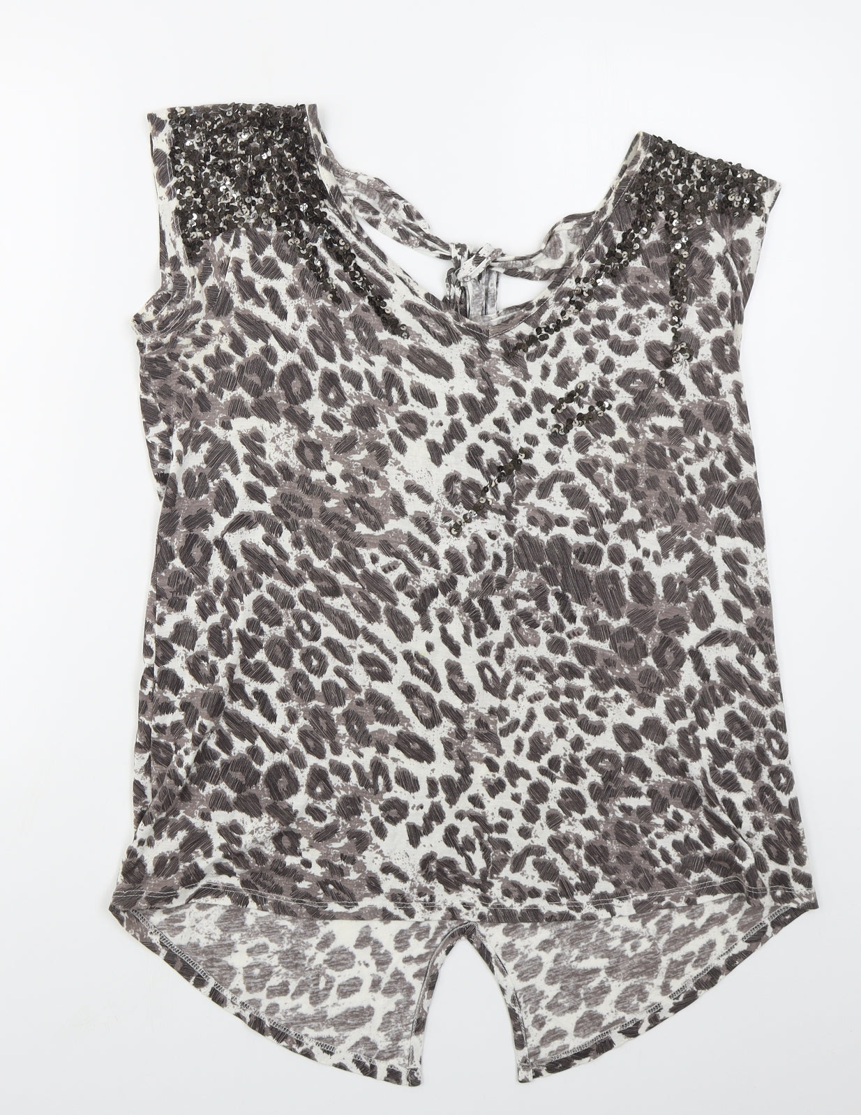 NEXT Womens Brown Animal Print Viscose Basic Tank Size M V-Neck