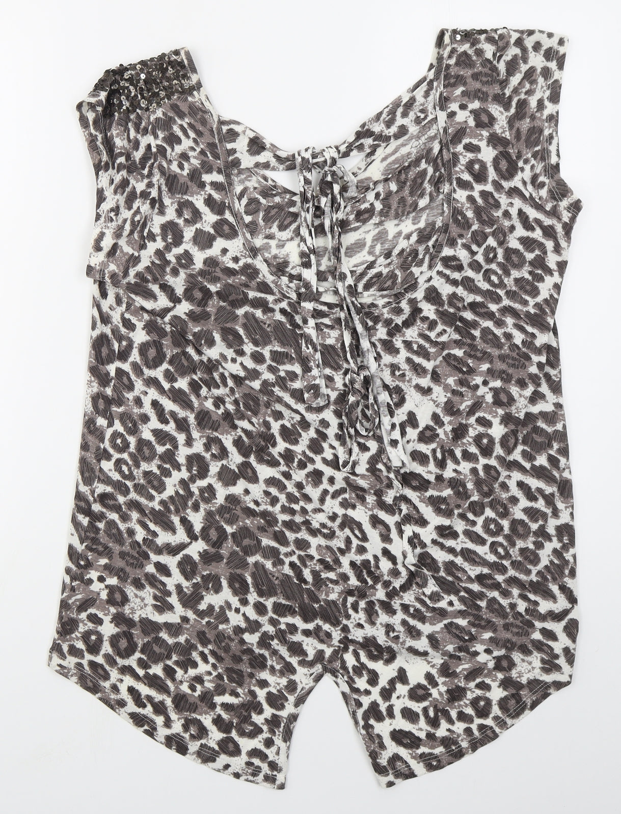 NEXT Womens Brown Animal Print Viscose Basic Tank Size M V-Neck