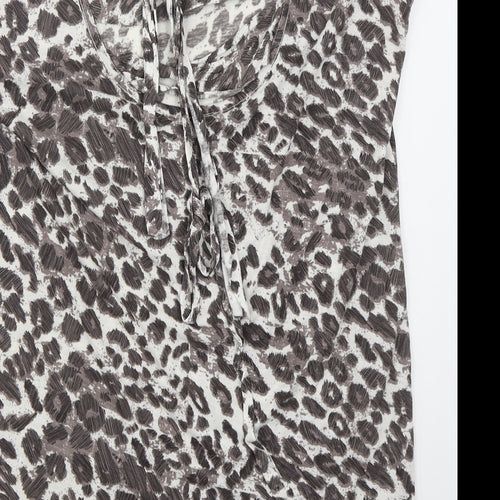 NEXT Womens Brown Animal Print Viscose Basic Tank Size M V-Neck