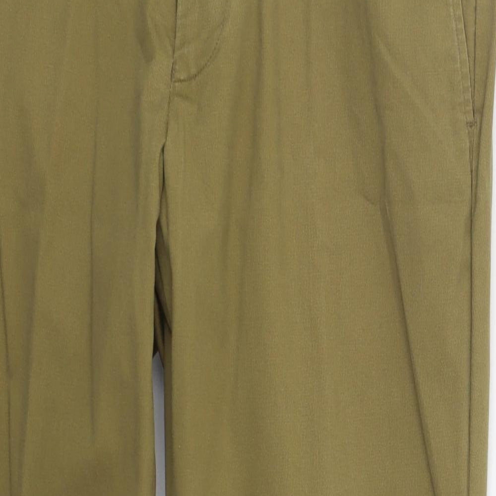 Marks and Spencer Mens Beige  Cotton Trousers  Size 32 L27 in Regular Hook & Eye