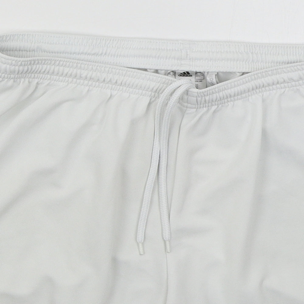 adidas Mens White  Polyester Athletic Shorts Size L L7 in Regular Drawstring