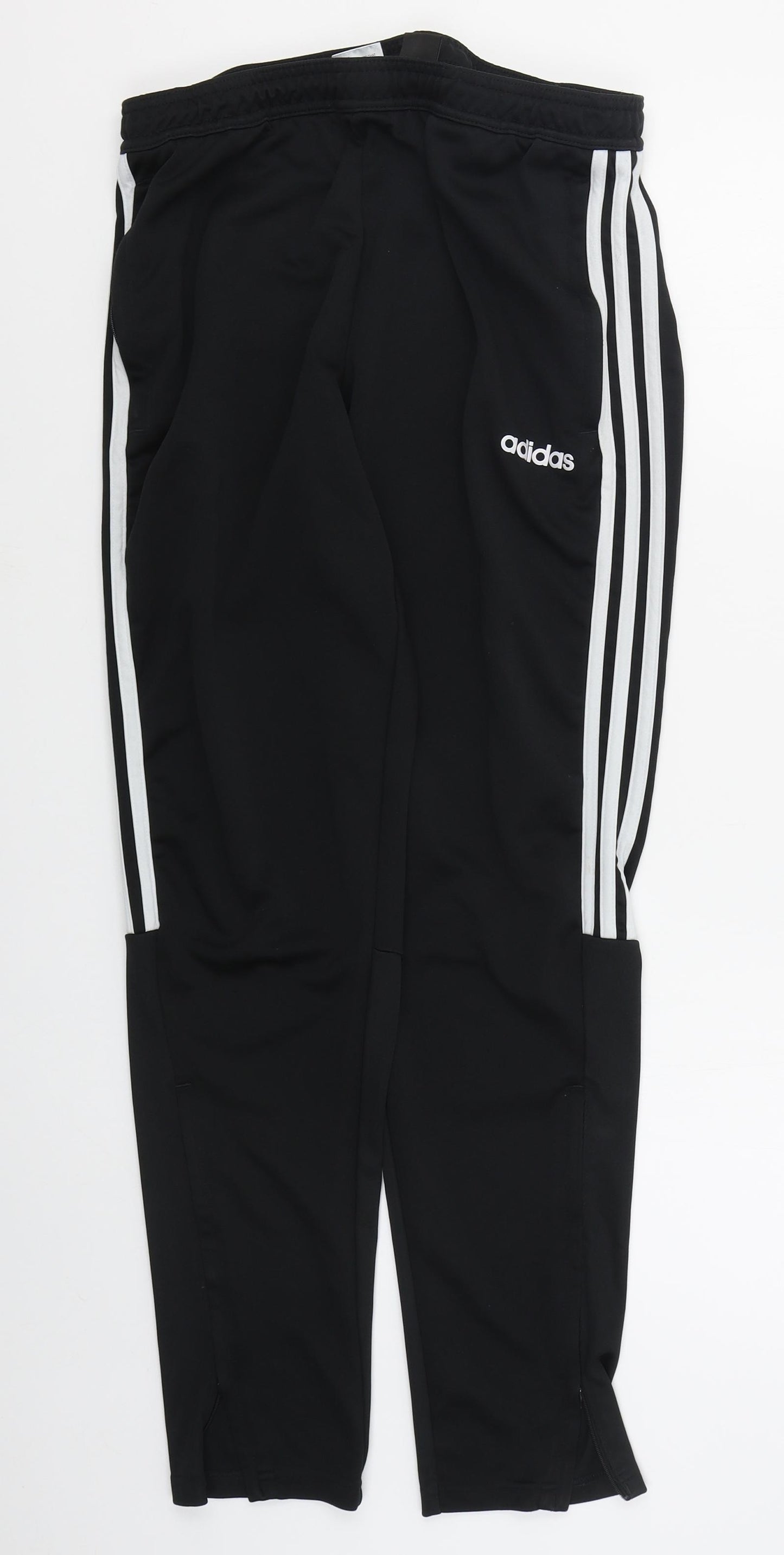 adidas Mens Black  Polyester Sweatpants Trousers Size L L29 in Regular Drawstring