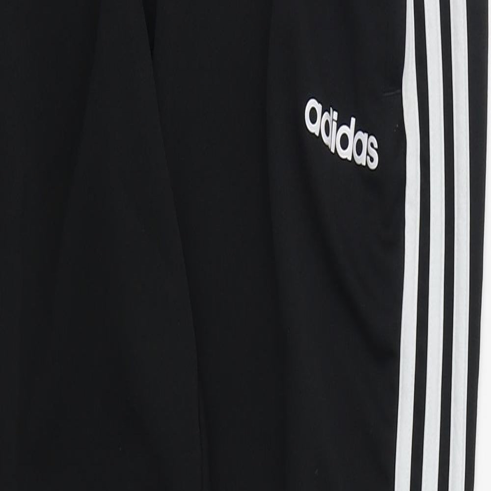 adidas Mens Black  Polyester Sweatpants Trousers Size L L29 in Regular Drawstring