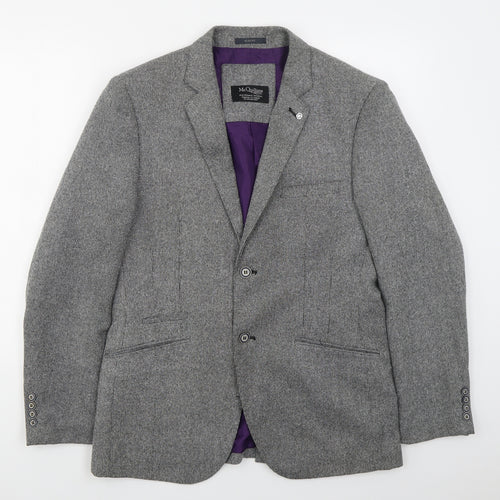 McQuillans Mens Grey  Polyester Jacket Suit Jacket Size 40
