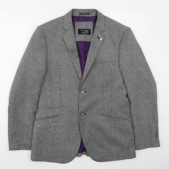 McQuillans Mens Grey  Polyester Jacket Suit Jacket Size 40