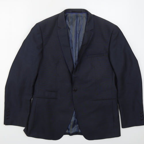 Identkit Mens Blue  Polyester Jacket Suit Jacket Size 40