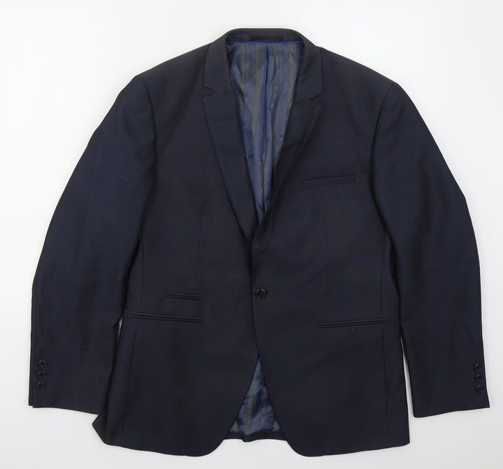Identkit Mens Blue  Polyester Jacket Suit Jacket Size 40