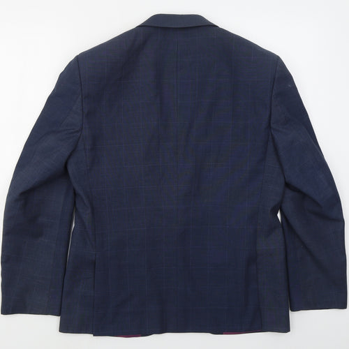 Daniel Grahame Mens Blue Check Polyester Jacket Suit Jacket Size 40