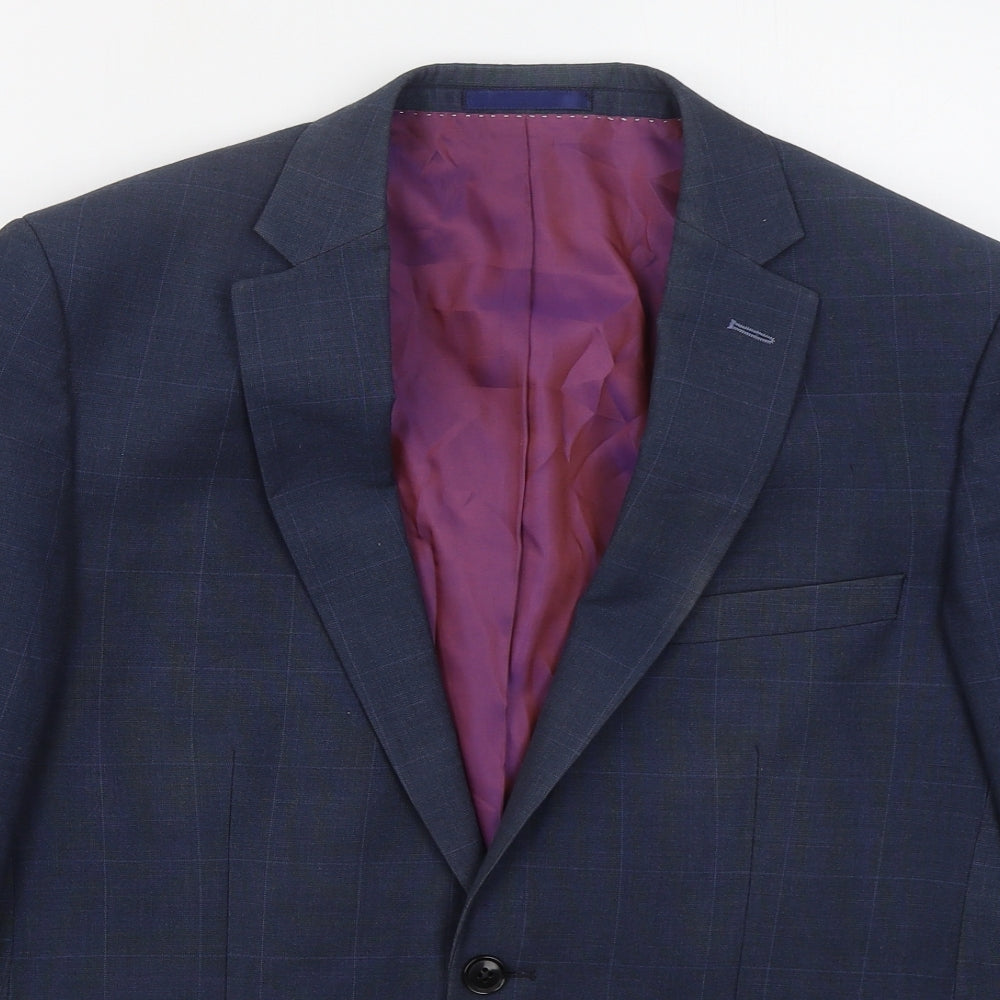 Daniel Grahame Mens Blue Check Polyester Jacket Suit Jacket Size 40