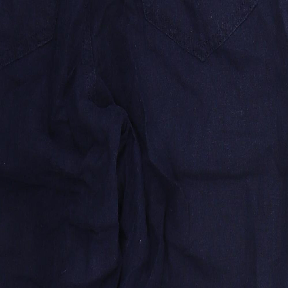 Marks and Spencer Womens Blue  Linen Trousers  Size 10 L23 in Regular Drawstring