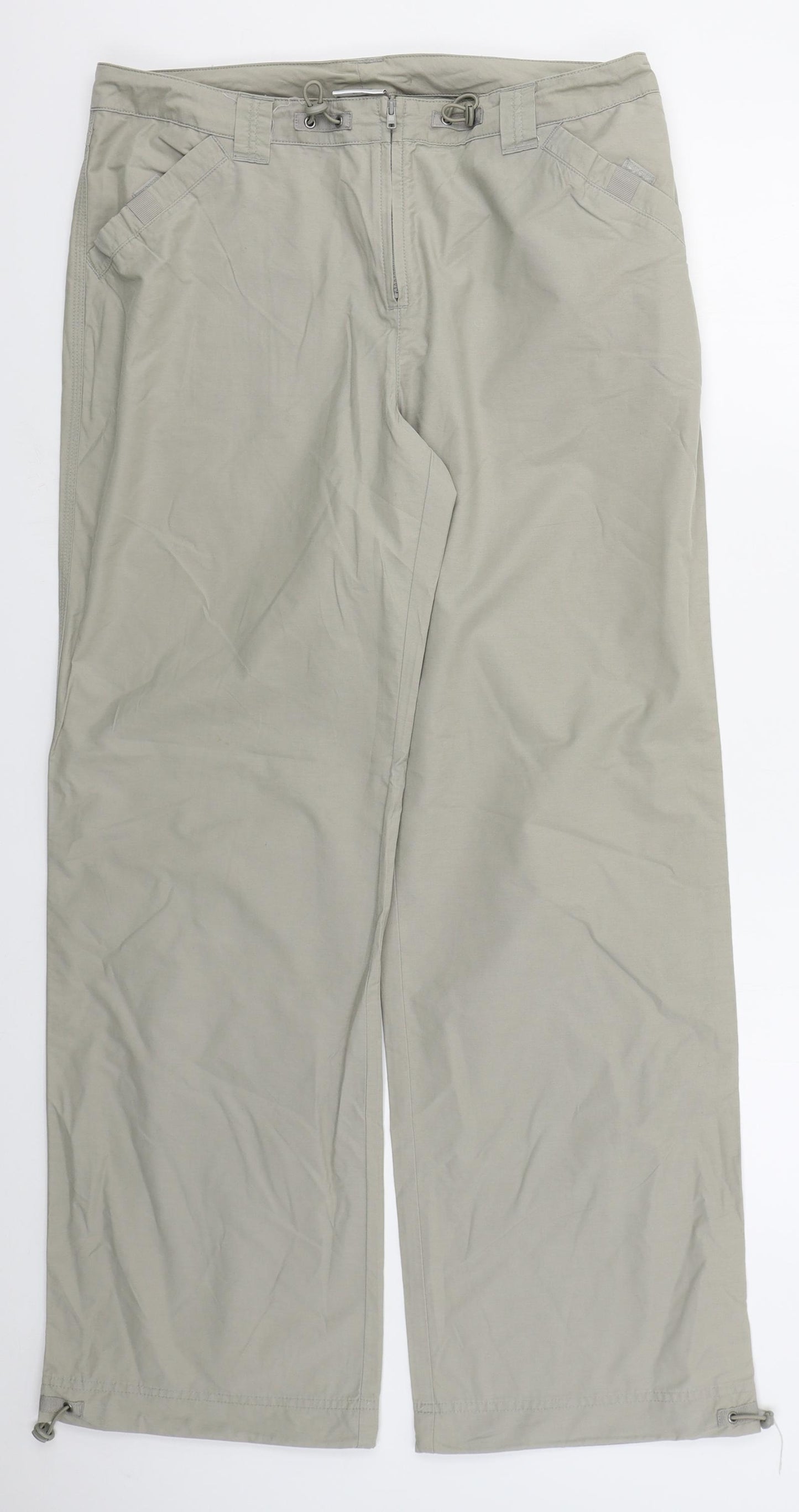 NEXT Womens Grey  Cotton Trousers  Size 14 L31 in Regular Zip