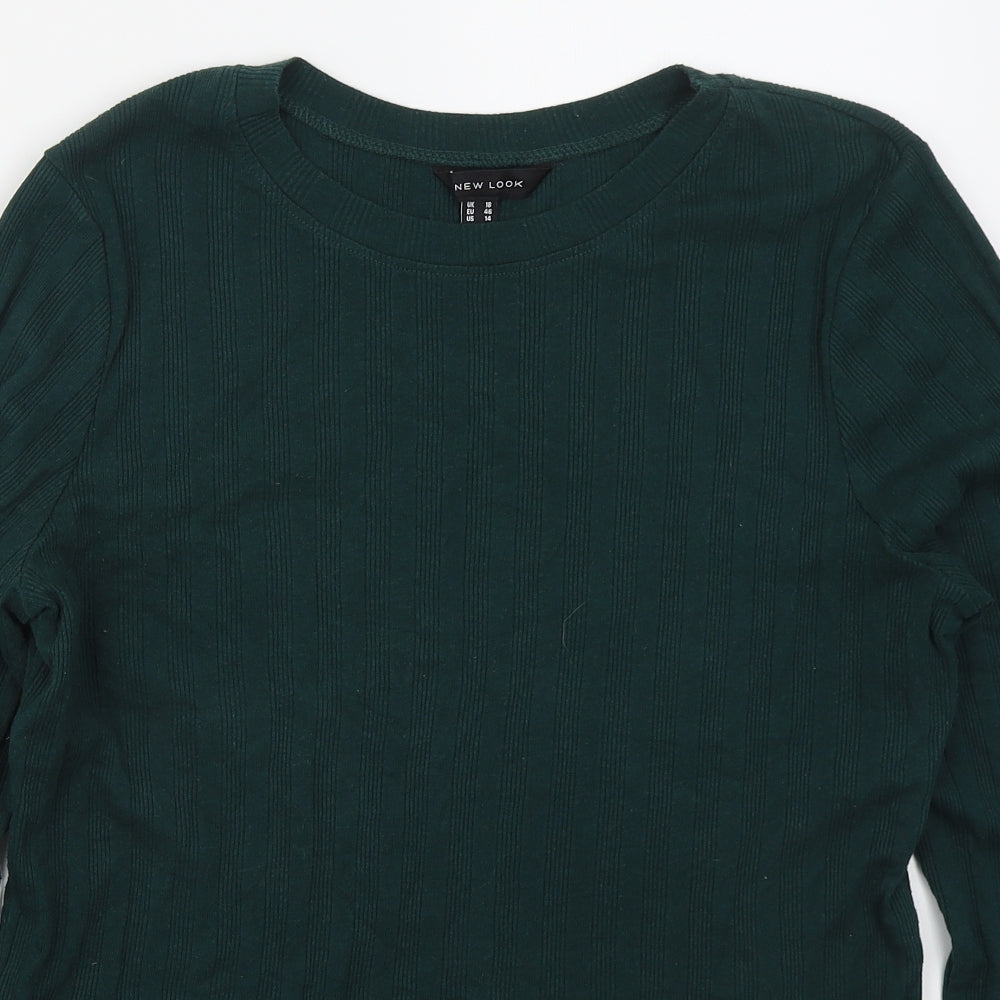New Look Womens Green Crew Neck  Cotton Pullover Jumper Size 18