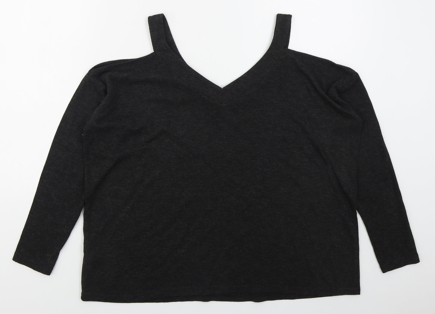 Primark Womens Grey  Polyester Basic T-Shirt Size 16 V-Neck