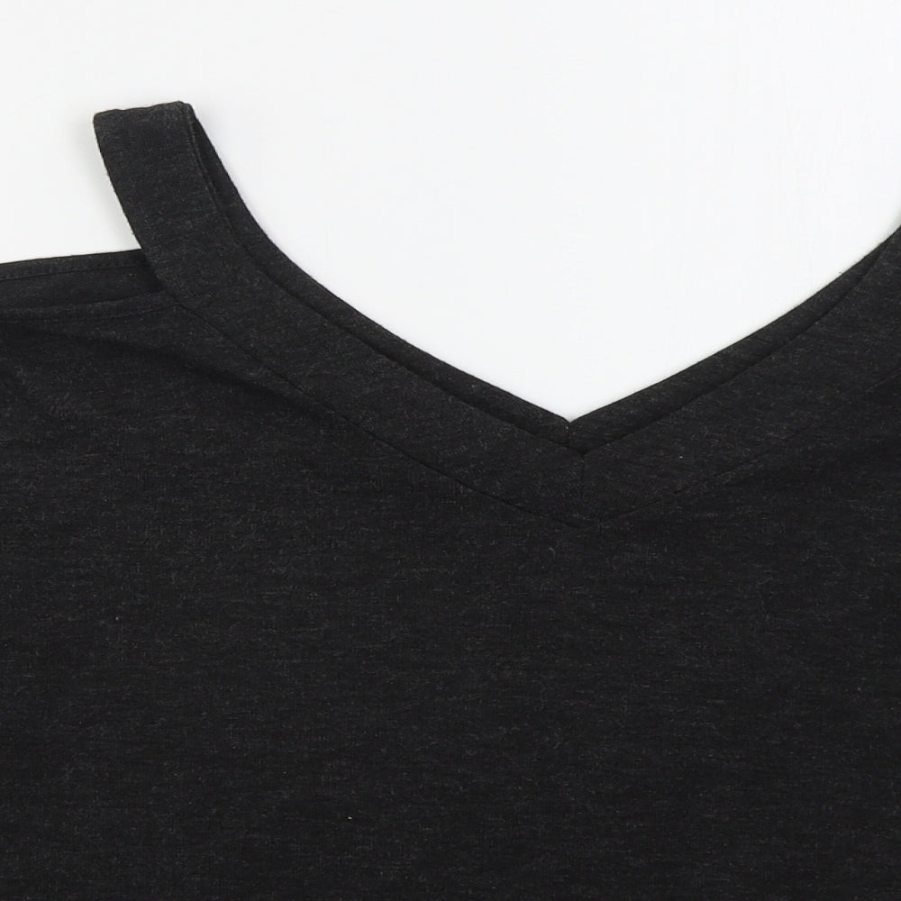 Primark Womens Grey  Polyester Basic T-Shirt Size 16 V-Neck