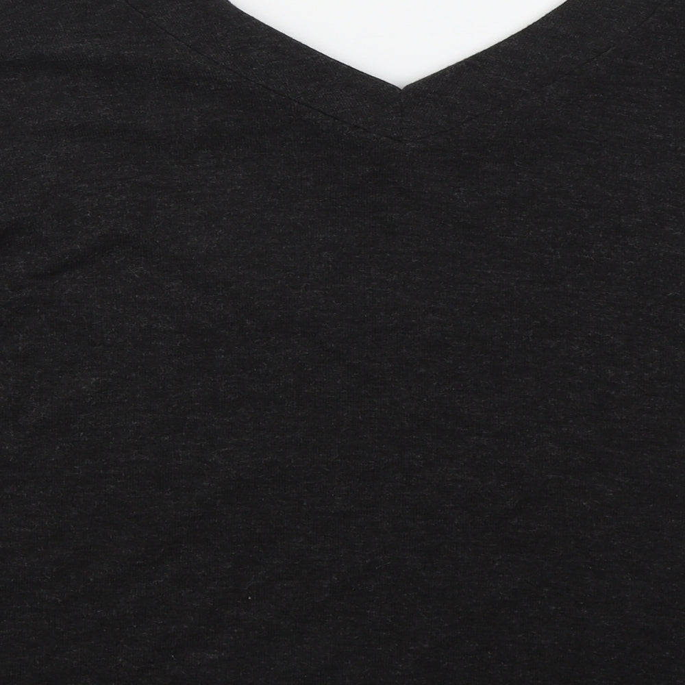 Primark Womens Grey  Polyester Basic T-Shirt Size 16 V-Neck