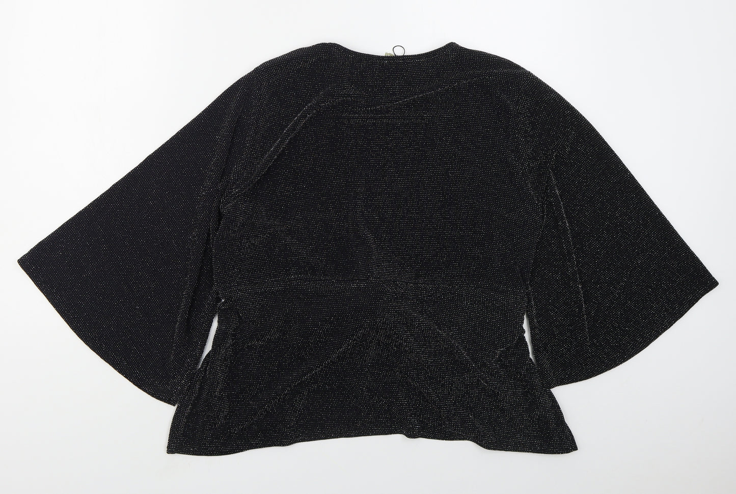 Boohoo Womens Black  Nylon Basic Blouse Size 22 Round Neck