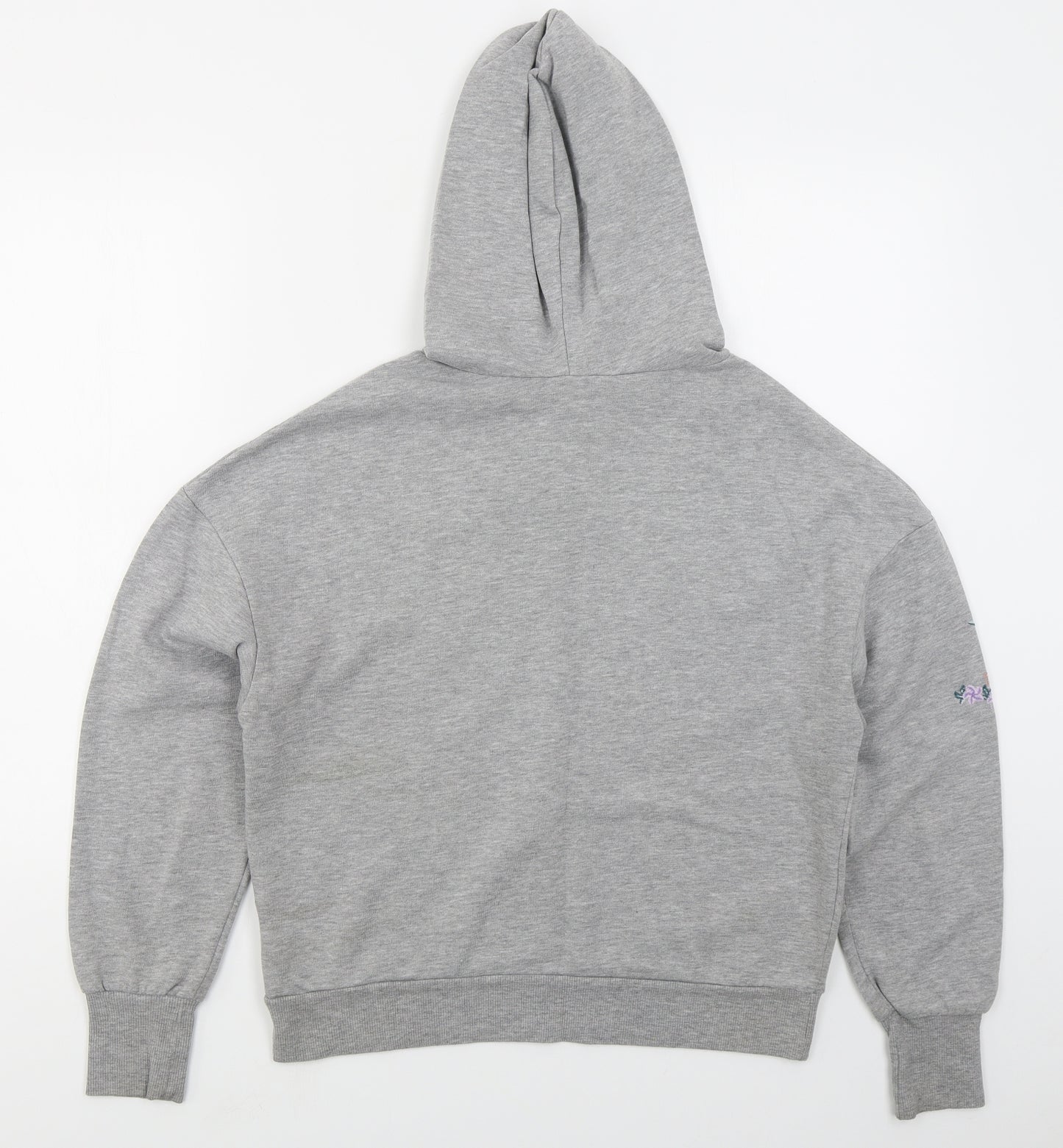 H&M Womens Grey Floral Cotton Pullover Hoodie Size S  Pullover