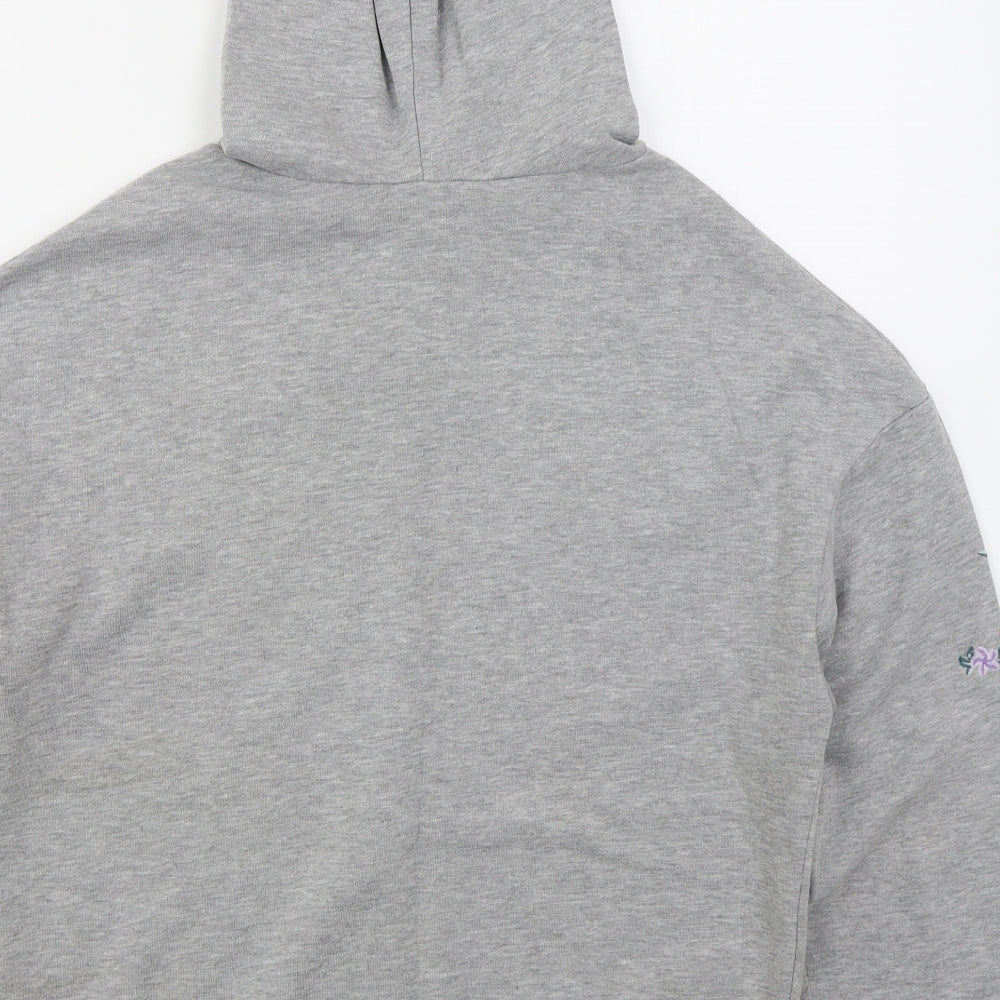 H&M Womens Grey Floral Cotton Pullover Hoodie Size S  Pullover