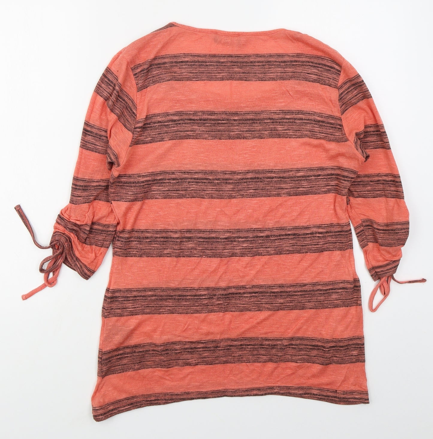 Klass Womens Pink Striped Viscose Basic T-Shirt Size M Round Neck