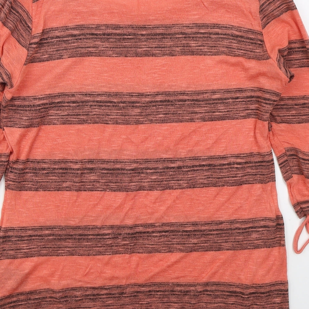 Klass Womens Pink Striped Viscose Basic T-Shirt Size M Round Neck
