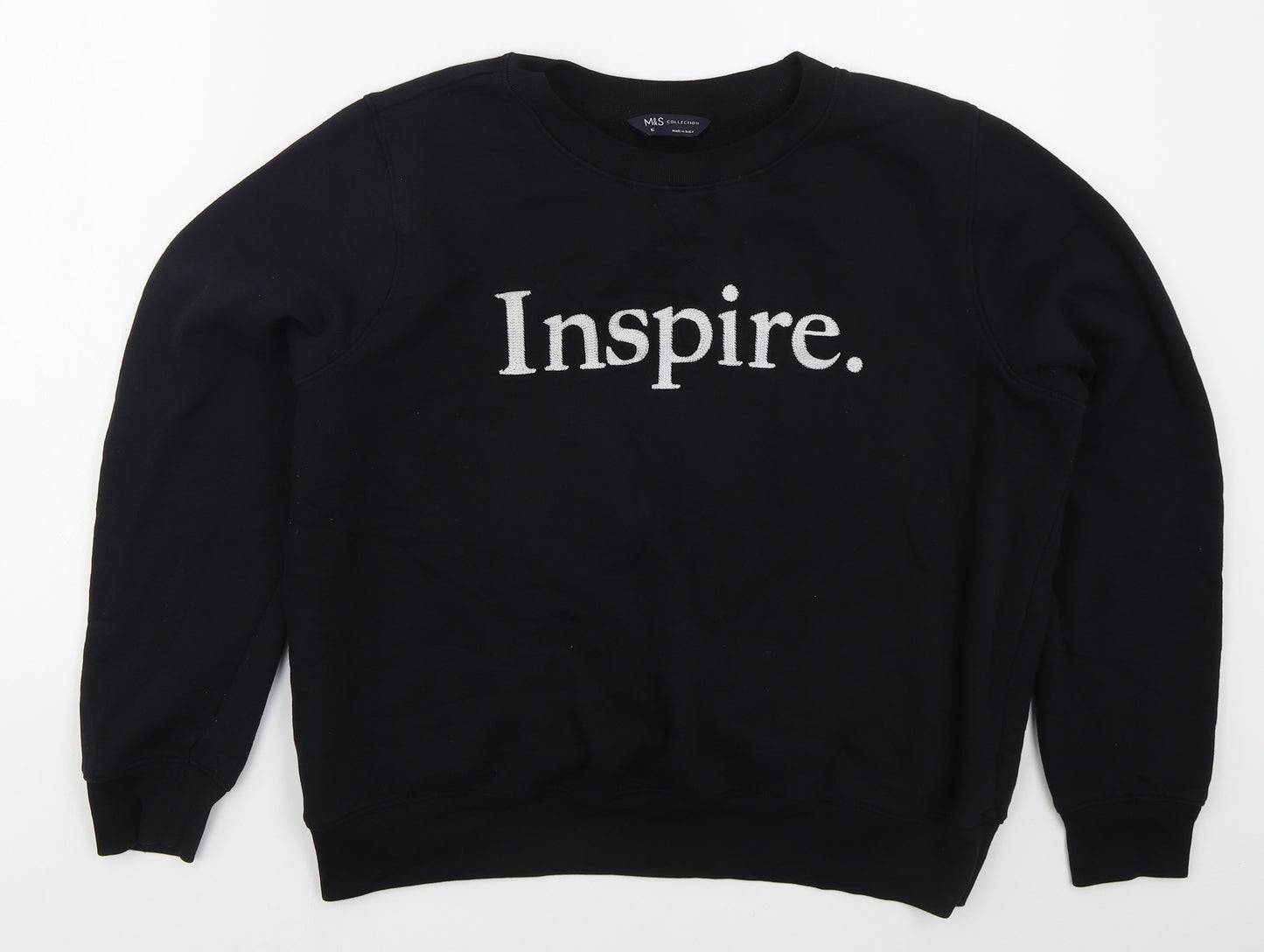 Marks and Spencer Womens Black  Cotton Pullover Sweatshirt Size 16  Pullover - Inspire